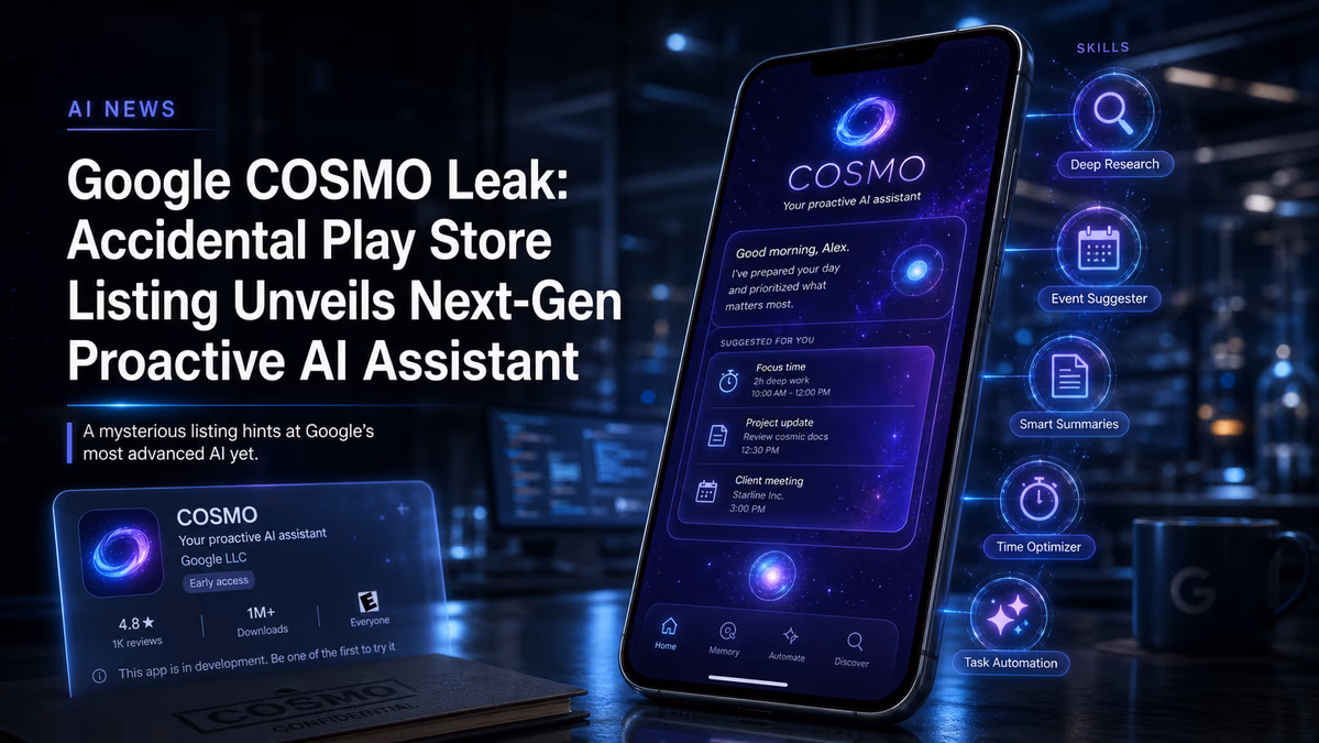 Google COSMO Leak: Accidental Play Store Listing Unveils Next-Gen Proactive AI Assistant