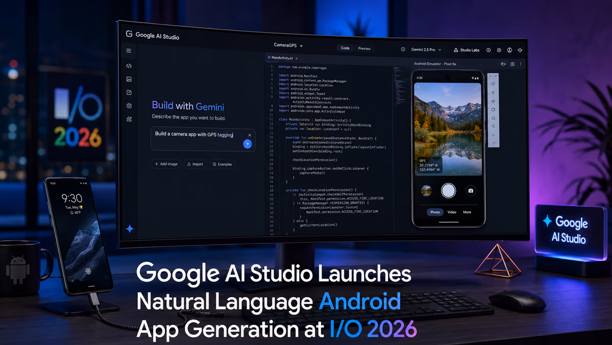 Google AI Studio Launches Natural Language Android App Generation at I/O 2026